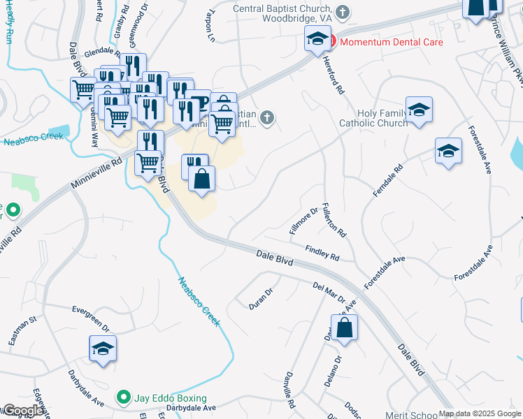 map of restaurants, bars, coffee shops, grocery stores, and more near 3939 Forestdale Avenue in Woodbridge