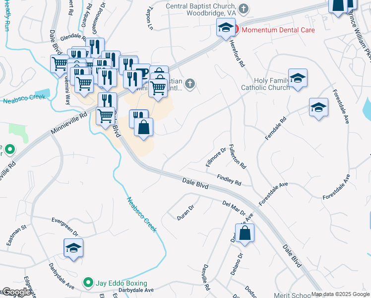map of restaurants, bars, coffee shops, grocery stores, and more near 3939 Forestdale Avenue in Woodbridge