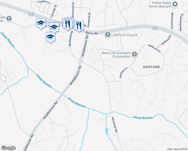 map of restaurants, bars, coffee shops, grocery stores, and more near in Waldorf