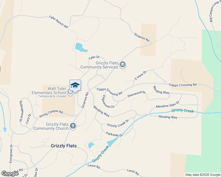 map of restaurants, bars, coffee shops, grocery stores, and more near 7148 Capps Crossing Road in Grizzly Flats