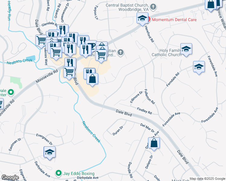 map of restaurants, bars, coffee shops, grocery stores, and more near 3944 Forestdale Avenue in Woodbridge