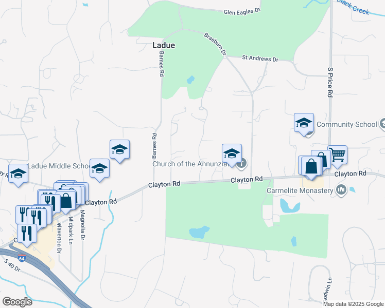 map of restaurants, bars, coffee shops, grocery stores, and more near 943 Tirrill Farms Road in St. Louis