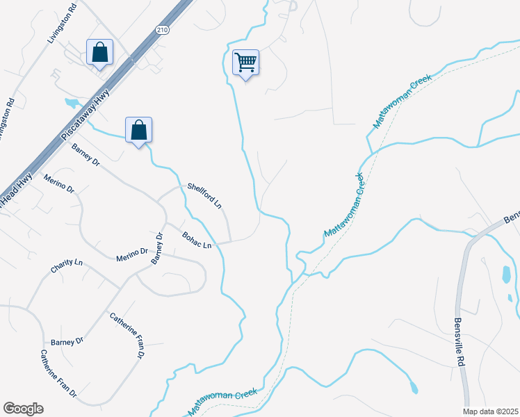 map of restaurants, bars, coffee shops, grocery stores, and more near 1100 Bohac Lane in Accokeek