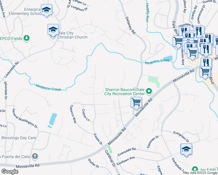 map of restaurants, bars, coffee shops, grocery stores, and more near 4730 Still Place in Woodbridge
