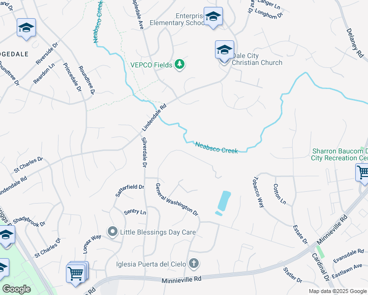 map of restaurants, bars, coffee shops, grocery stores, and more near 14440 General Washington Drive in Woodbridge