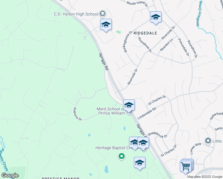 map of restaurants, bars, coffee shops, grocery stores, and more near 5893 Riverside Drive in Woodbridge