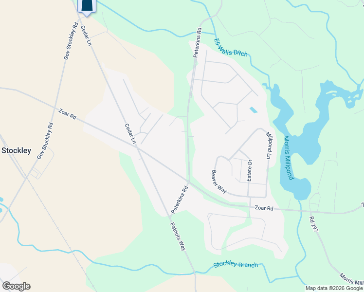 map of restaurants, bars, coffee shops, grocery stores, and more near 24618 Peterkins Road in Georgetown