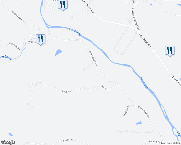 map of restaurants, bars, coffee shops, grocery stores, and more near 3491 West Dry Creek Road in Healdsburg