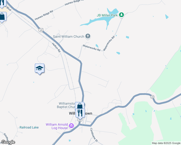 map of restaurants, bars, coffee shops, grocery stores, and more near 13 Charlotte Heights in Williamstown