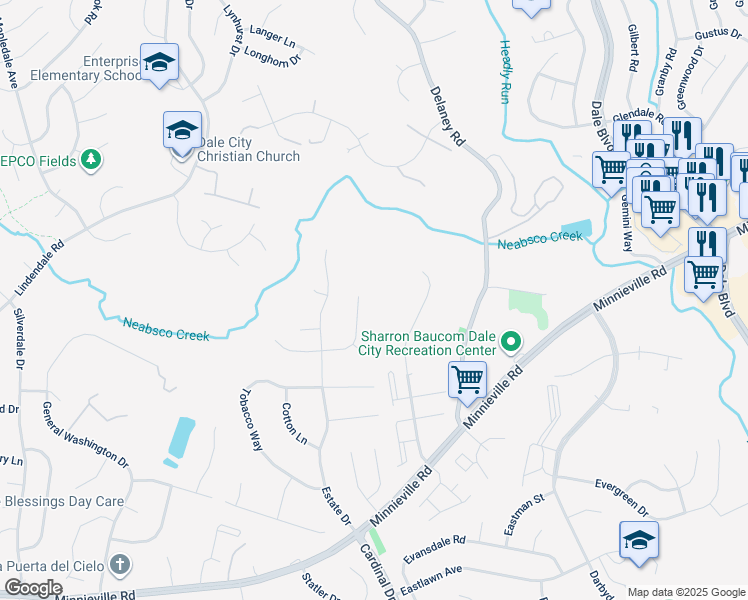 map of restaurants, bars, coffee shops, grocery stores, and more near 14290 Felty Place in Woodbridge
