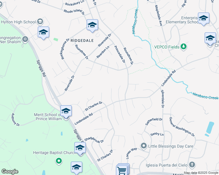 map of restaurants, bars, coffee shops, grocery stores, and more near 14322 Springbrook Court in Woodbridge