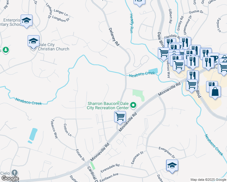 map of restaurants, bars, coffee shops, grocery stores, and more near 14975 Catalpa Court in Dale City