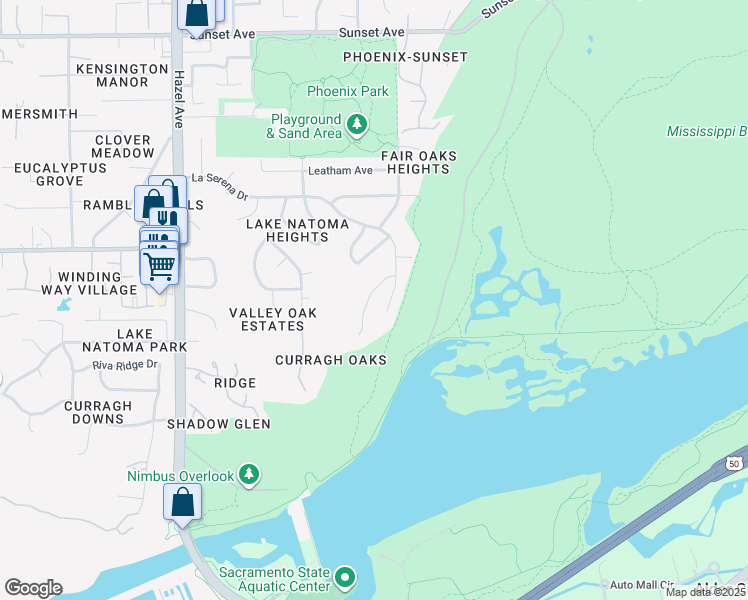 map of restaurants, bars, coffee shops, grocery stores, and more near 9210 La Serena Drive in Fair Oaks