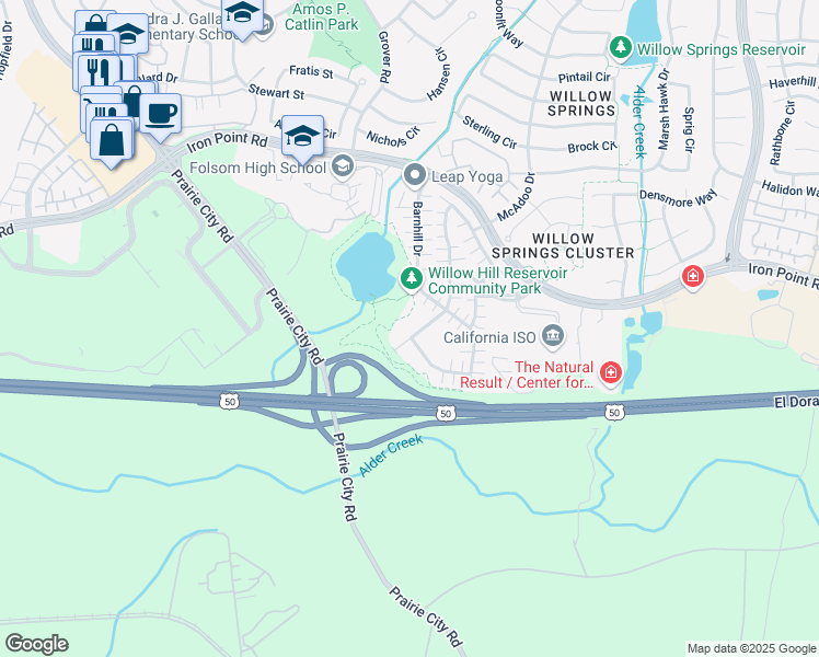 map of restaurants, bars, coffee shops, grocery stores, and more near 306 Blossom Rock Lane in Folsom