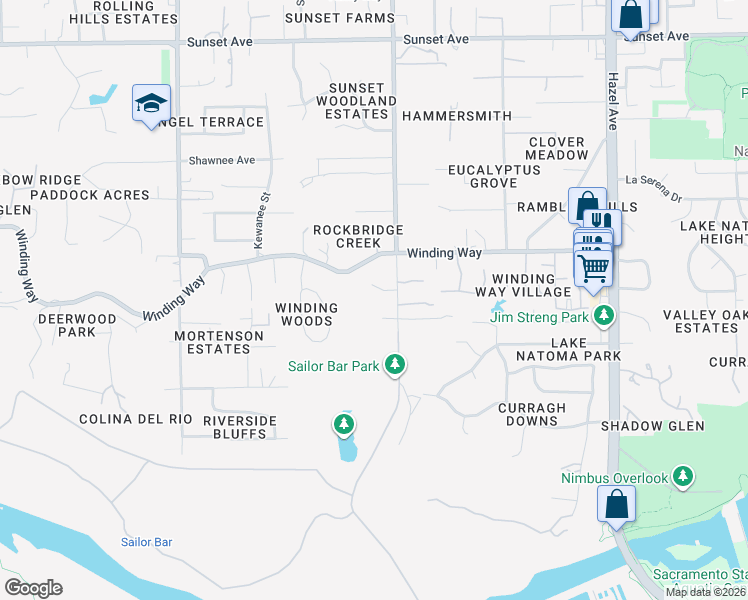 map of restaurants, bars, coffee shops, grocery stores, and more near 4307 Illinois Avenue in Fair Oaks