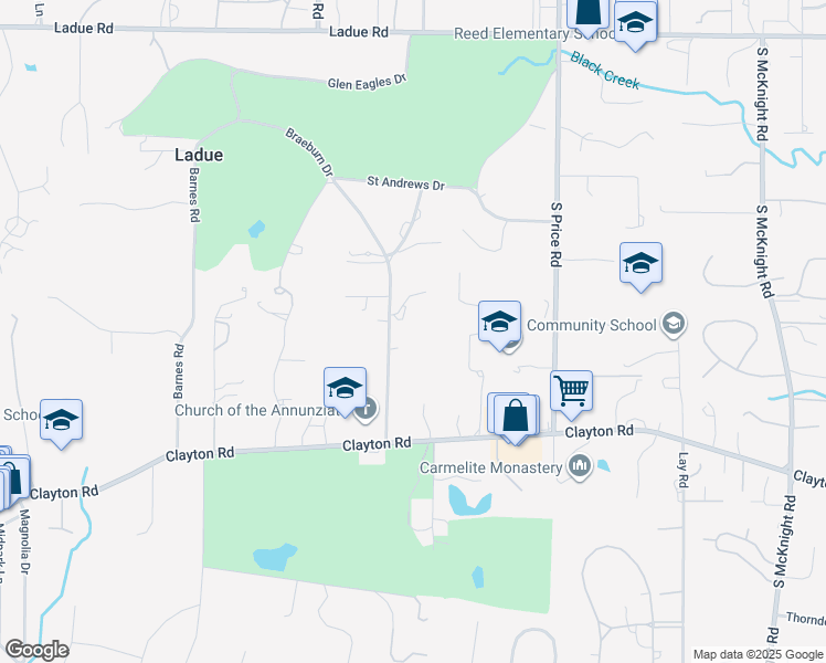 map of restaurants, bars, coffee shops, grocery stores, and more near 800 Cella Road in St. Louis