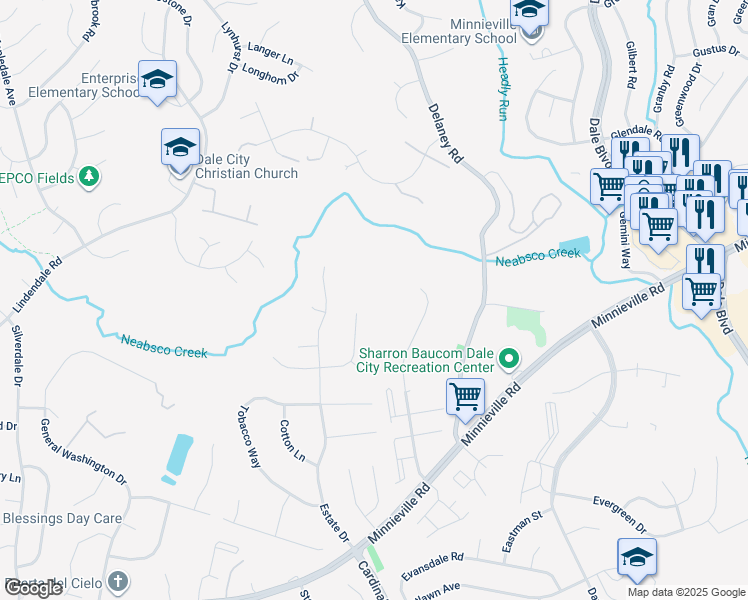 map of restaurants, bars, coffee shops, grocery stores, and more near 4739 Hersand Court in Woodbridge