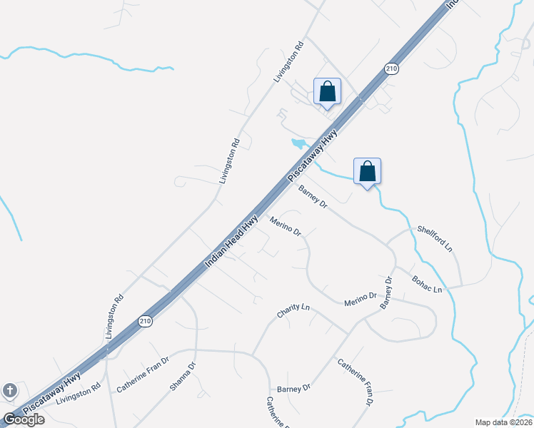 map of restaurants, bars, coffee shops, grocery stores, and more near 17800 Merino Drive in Accokeek