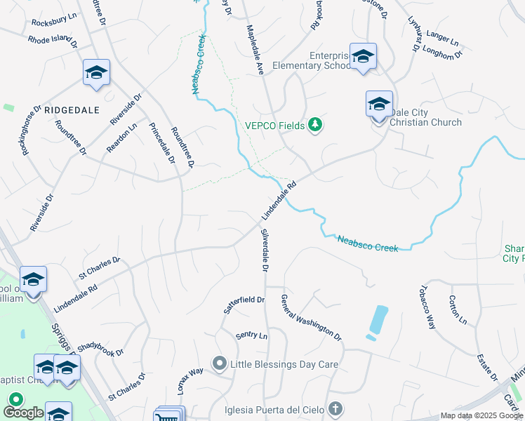 map of restaurants, bars, coffee shops, grocery stores, and more near 14246 Lindendale Road in Woodbridge