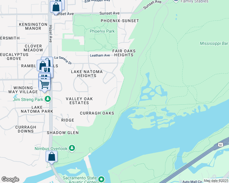 map of restaurants, bars, coffee shops, grocery stores, and more near 9210 La Serena Dr in Fair Oaks