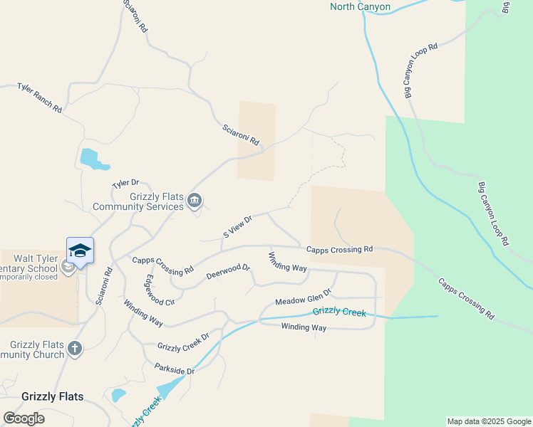 map of restaurants, bars, coffee shops, grocery stores, and more near 7329 South View Drive in Grizzly Flats