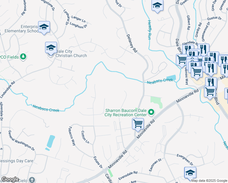 map of restaurants, bars, coffee shops, grocery stores, and more near 4732 Hersand Court in Woodbridge