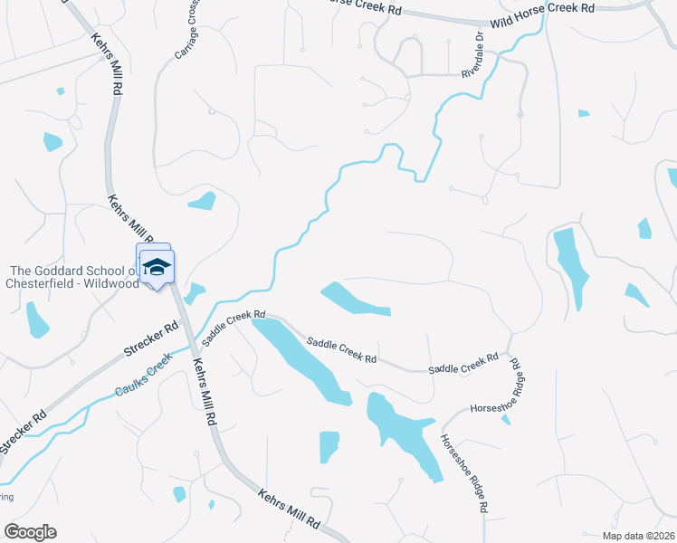 map of restaurants, bars, coffee shops, grocery stores, and more near 16498 Horseshoe Ridge Road in Chesterfield
