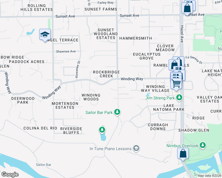 map of restaurants, bars, coffee shops, grocery stores, and more near 4307 Illinois Avenue in Fair Oaks