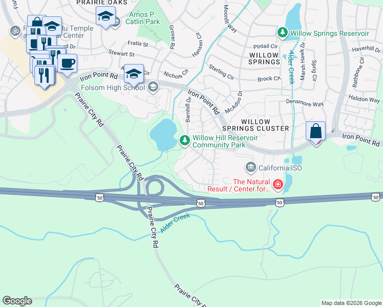 map of restaurants, bars, coffee shops, grocery stores, and more near 306 Blossom Rock Lane in Folsom