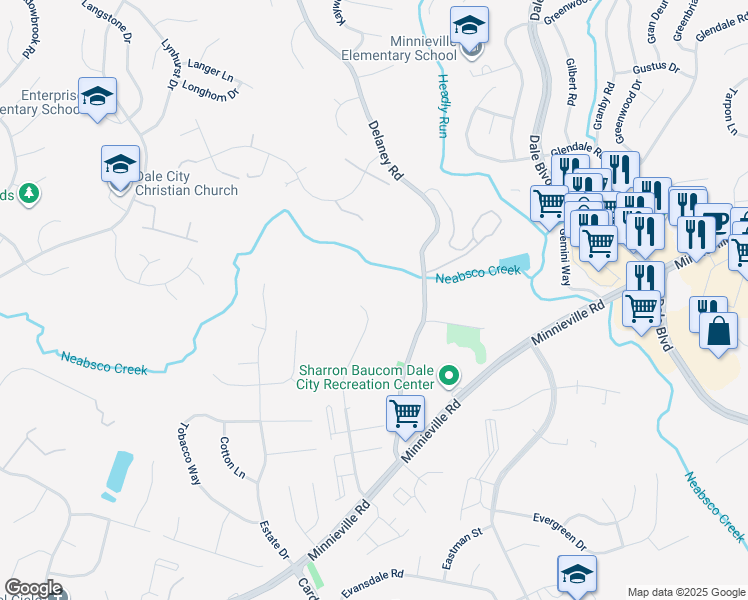 map of restaurants, bars, coffee shops, grocery stores, and more near 4682 Joanna Court in Woodbridge