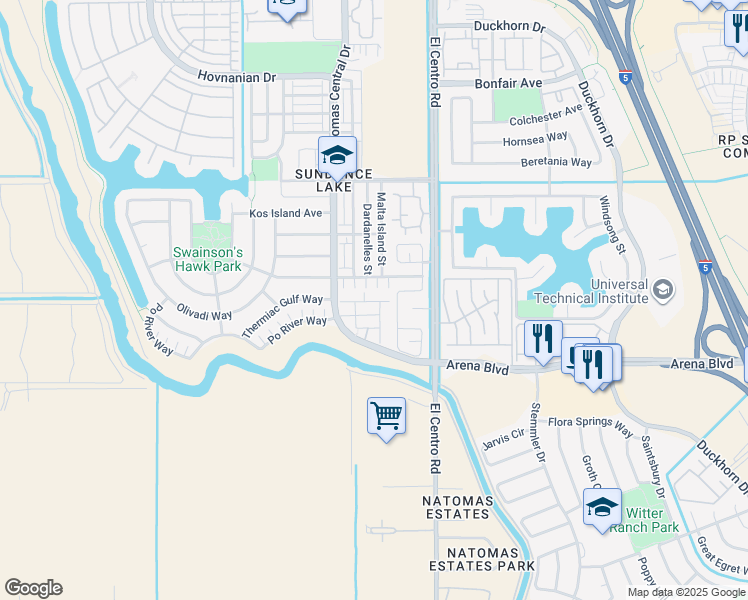 map of restaurants, bars, coffee shops, grocery stores, and more near 4030 Vittoria Lane in Sacramento