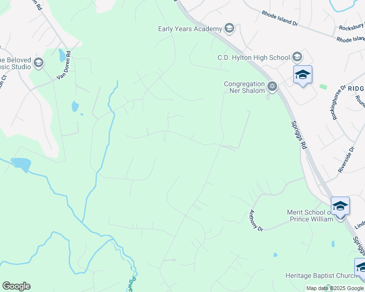 map of restaurants, bars, coffee shops, grocery stores, and more near 6519 Manet Court in Woodbridge