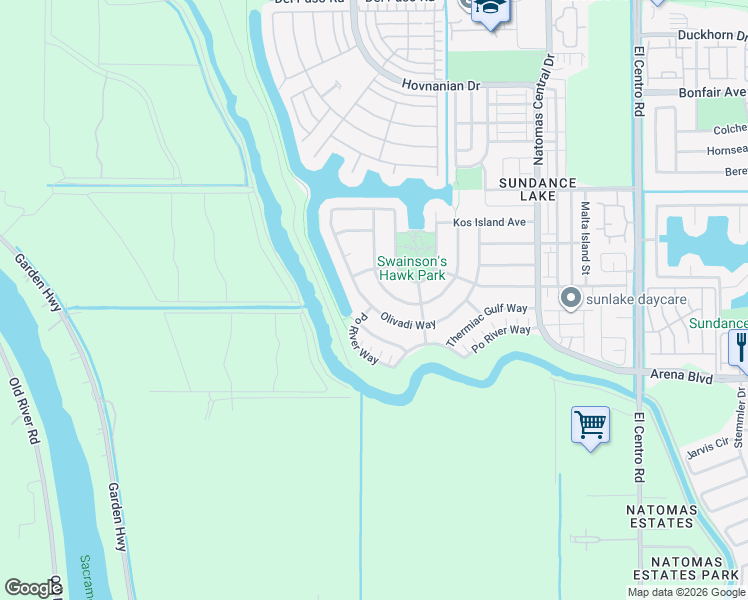 map of restaurants, bars, coffee shops, grocery stores, and more near 383 Dnieper River Way in Sacramento
