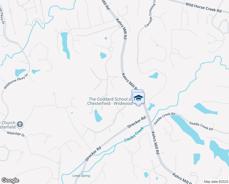 map of restaurants, bars, coffee shops, grocery stores, and more near 1577 Kehrs Mill Road in Chesterfield