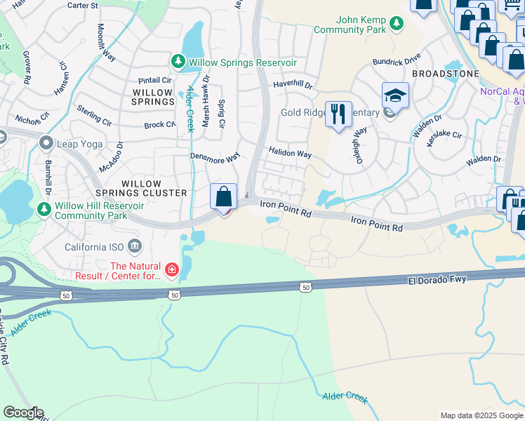 map of restaurants, bars, coffee shops, grocery stores, and more near 2005 Iron Point Road in Folsom