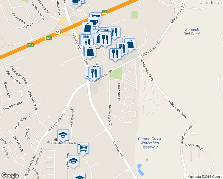 map of restaurants, bars, coffee shops, grocery stores, and more near 4049 Monte Verde Drive in El Dorado Hills