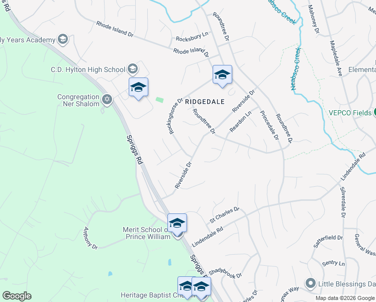 map of restaurants, bars, coffee shops, grocery stores, and more near 14199 Rockinghorse Drive in Woodbridge