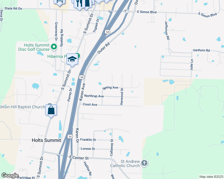map of restaurants, bars, coffee shops, grocery stores, and more near 155 Spring Avenue in Holts Summit