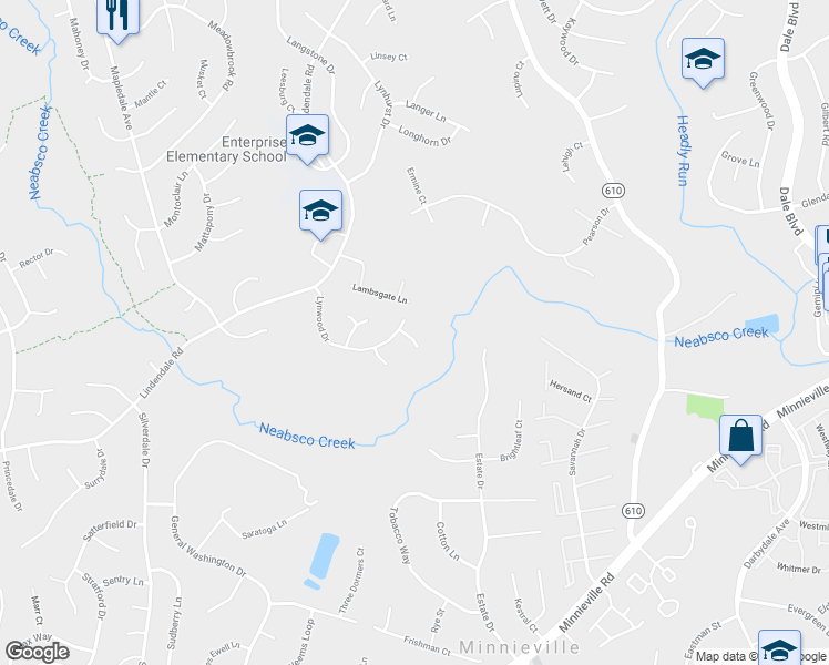 map of restaurants, bars, coffee shops, grocery stores, and more near 14183 Logan Court in Woodbridge