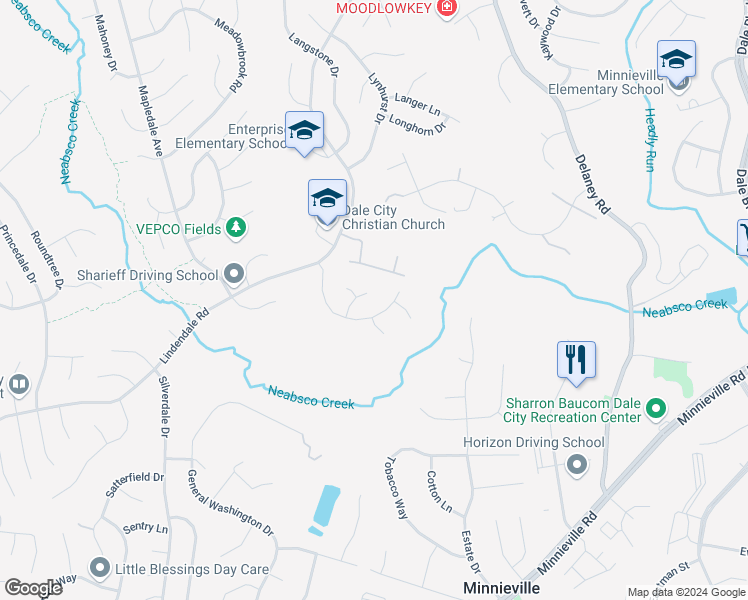 map of restaurants, bars, coffee shops, grocery stores, and more near 14153 Landon Lane in Woodbridge