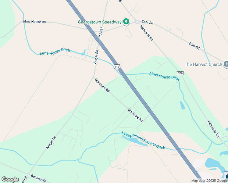 map of restaurants, bars, coffee shops, grocery stores, and more near 22139 Breasure Road in Georgetown