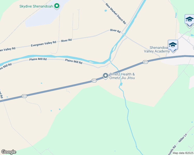 map of restaurants, bars, coffee shops, grocery stores, and more near 18585 New Market Road in Timberville