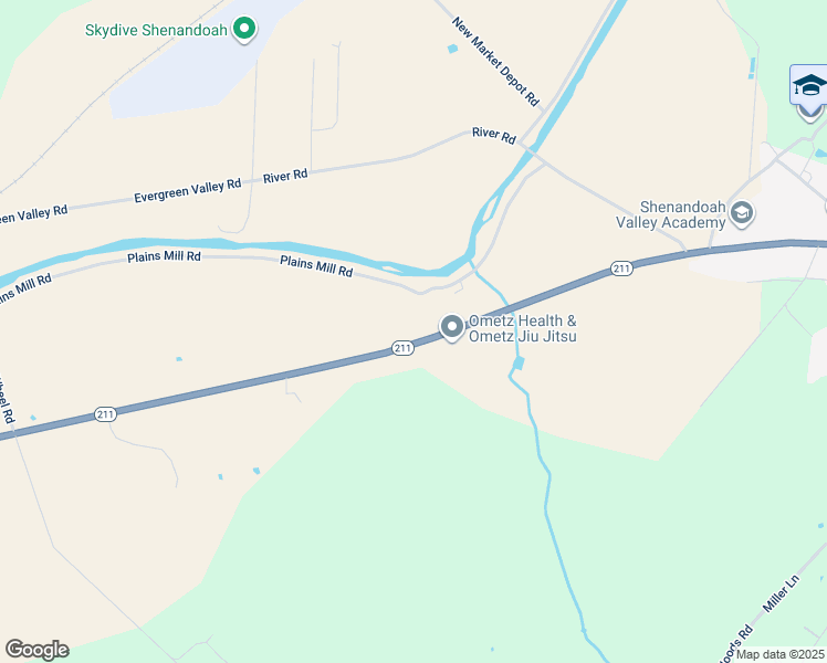 map of restaurants, bars, coffee shops, grocery stores, and more near 18585 New Market Road in Timberville