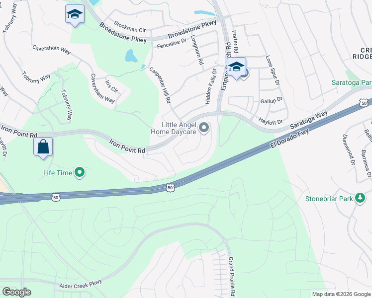 map of restaurants, bars, coffee shops, grocery stores, and more near 2173 Horseshoe Glen Circle in Folsom