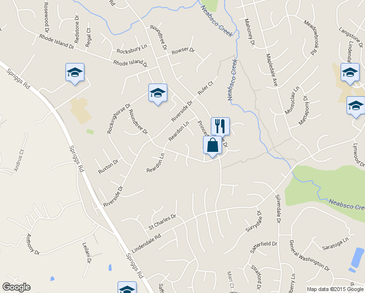 map of restaurants, bars, coffee shops, grocery stores, and more near 14156 Renegade Ct in Woodbridge