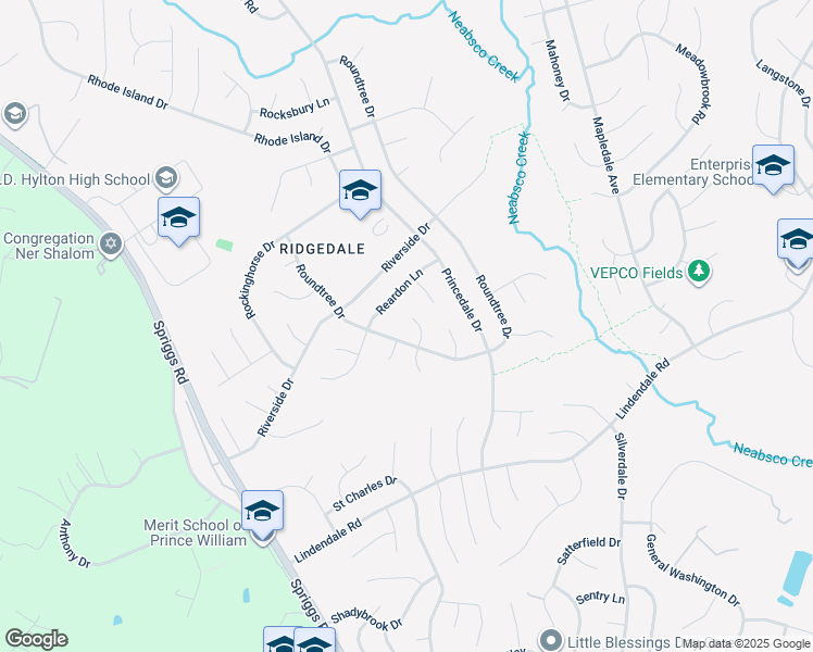 map of restaurants, bars, coffee shops, grocery stores, and more near 14156 Renegade Ct in Woodbridge