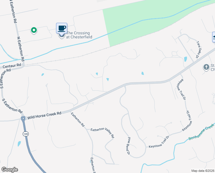 map of restaurants, bars, coffee shops, grocery stores, and more near 177 Fick Farm Road in Chesterfield