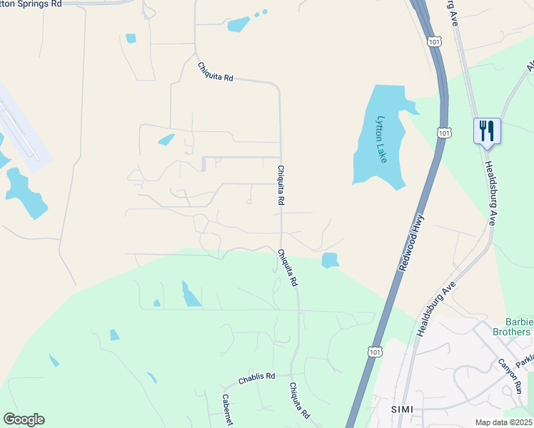 map of restaurants, bars, coffee shops, grocery stores, and more near 516 Milligan Ranch Lane in Healdsburg
