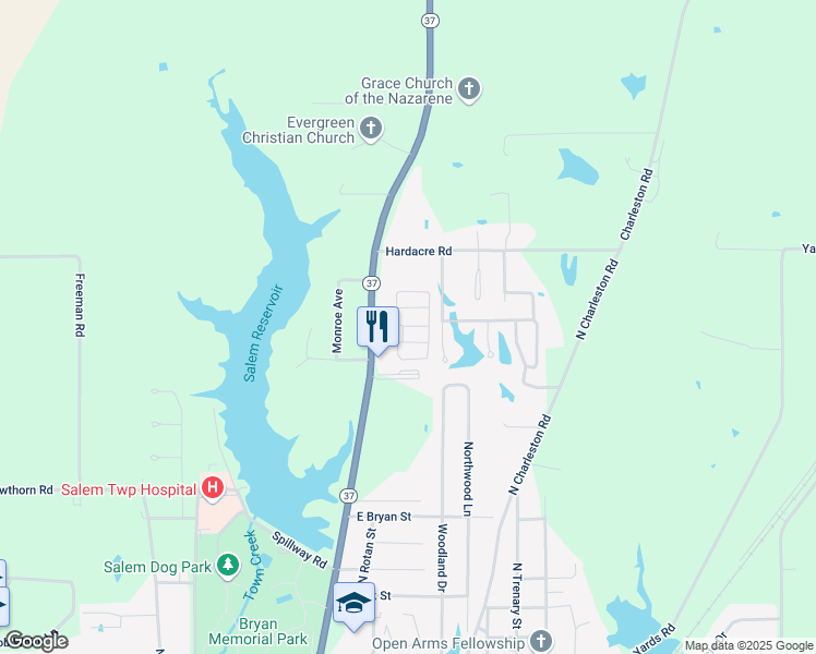 map of restaurants, bars, coffee shops, grocery stores, and more near 1700 North Broadway Avenue in Salem