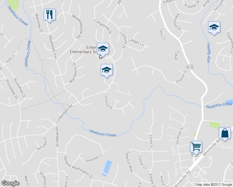 map of restaurants, bars, coffee shops, grocery stores, and more near 5053 Lambsgate Lane in Woodbridge
